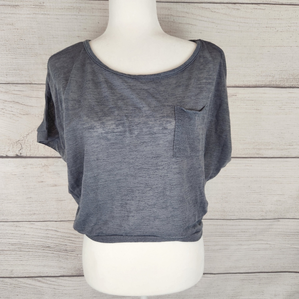 Kiva Gray Sheer Cropped Tee